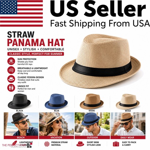 Unisex straw panama hat - hat, summer